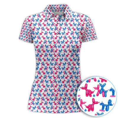 Balloon Dog Pattern Golf Polos, Funny Golf Shirts For Men, Golf Gift For Golfer