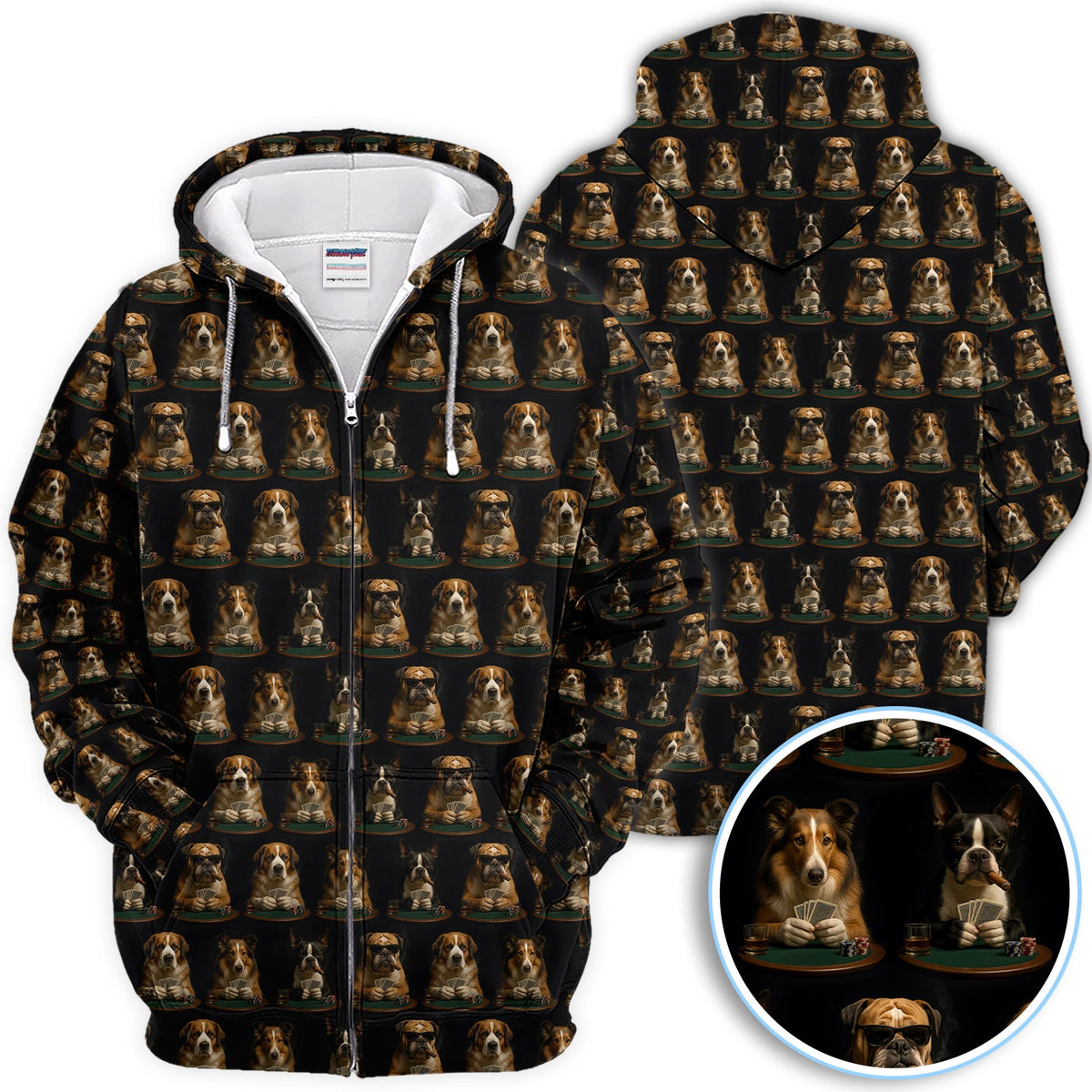 Dog Poker Polos, Dogs Playing Cards Pattern Shirt For Poker Lovers, Gift For Gamble