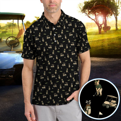 Crazy French Bulldog Golf Polos, Funny Frenchie Golf Shirt For Men, Golf Gift For Golfer