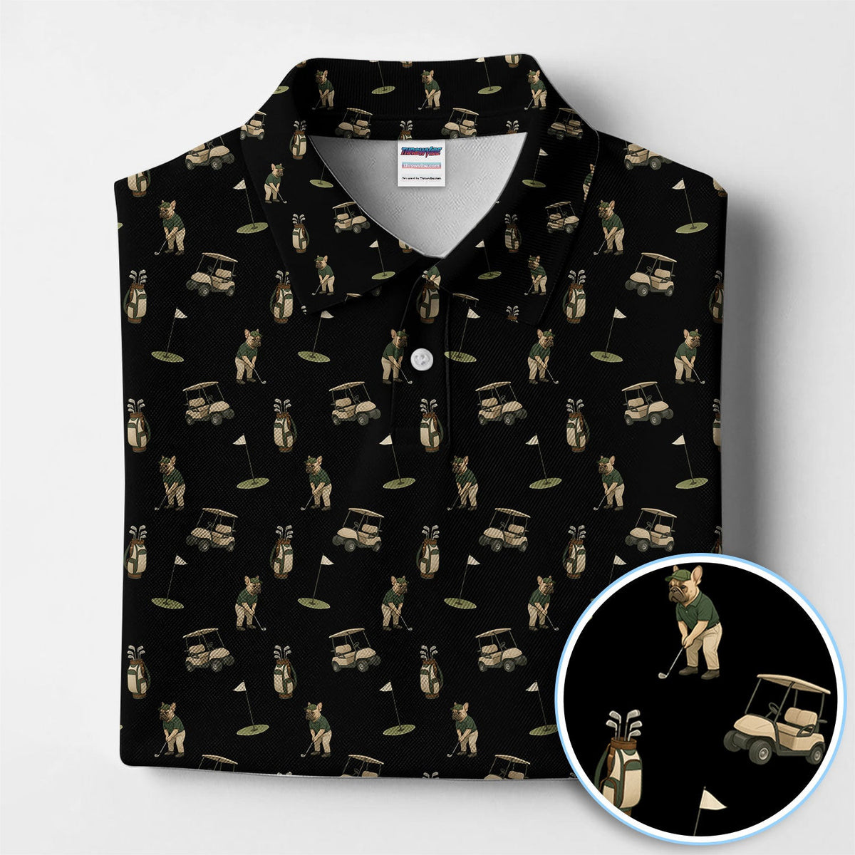 Crazy French Bulldog Golf Polos, Funny Frenchie Golf Shirt For Men, Golf Gift For Golfer