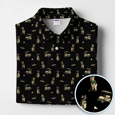 Crazy French Bulldog Golf Polos, Funny Frenchie Golf Shirt For Men, Golf Gift For Golfer