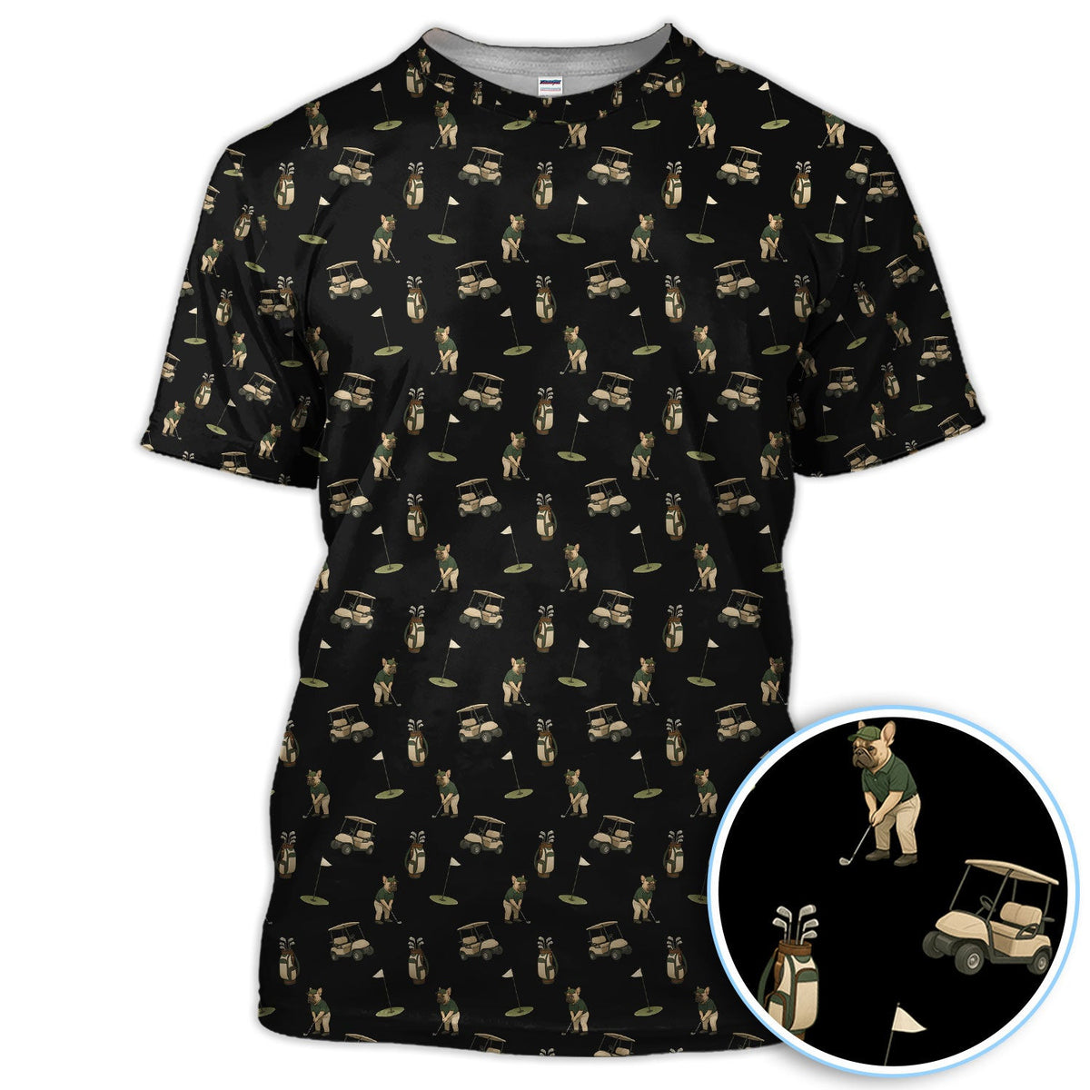 Crazy French Bulldog Golf Polos, Funny Frenchie Golf Shirt For Men, Golf Gift For Golfer