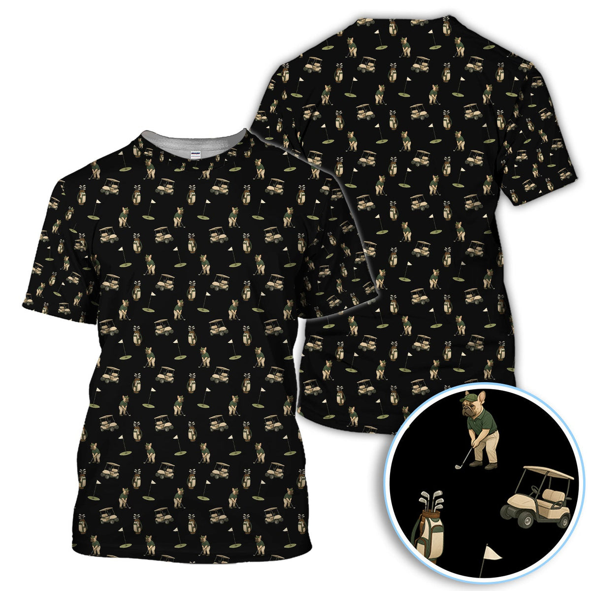 Crazy French Bulldog Golf Polos, Funny Frenchie Golf Shirt For Men, Golf Gift For Golfer