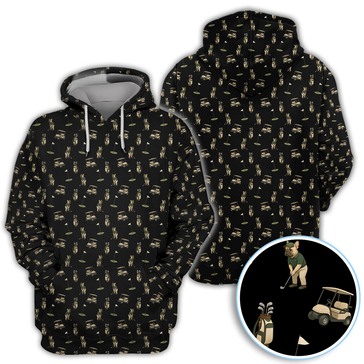 Crazy French Bulldog Golf Polos, Funny Frenchie Golf Shirt For Men, Golf Gift For Golfer