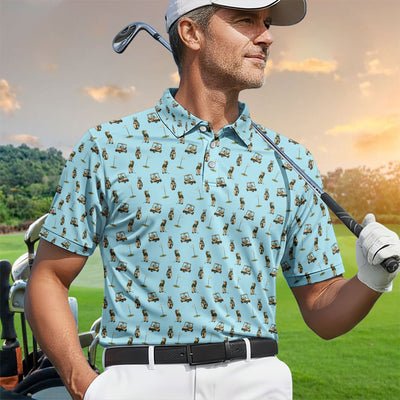 Crazy French Bulldog Golf Polos, Funny Frenchie Golf Shirt For Men, Golf Gift For Golfer