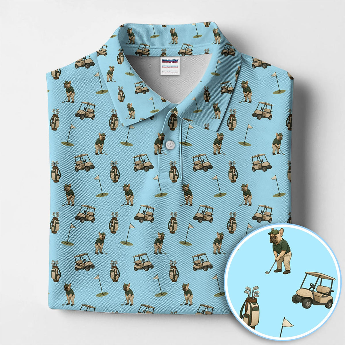 Crazy French Bulldog Golf Polos, Funny Frenchie Golf Shirt For Men, Golf Gift For Golfer