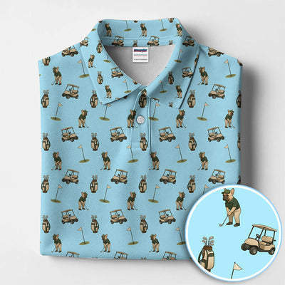 Crazy French Bulldog Golf Polos, Funny Frenchie Golf Shirt For Men, Golf Gift For Golfer
