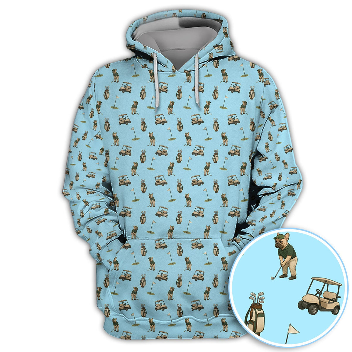 Crazy French Bulldog Golf Polos, Funny Frenchie Golf Shirt For Men, Golf Gift For Golfer