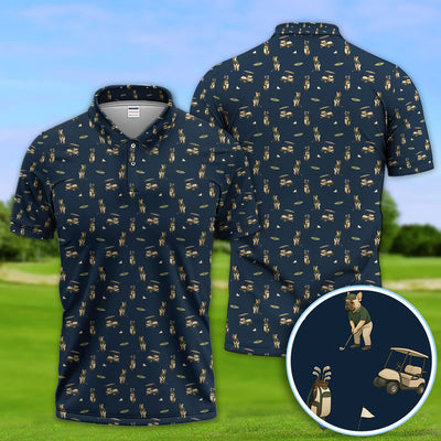 Crazy French Bulldog Golf Polos, Funny Frenchie Golf Shirt For Men, Golf Gift For Golfer
