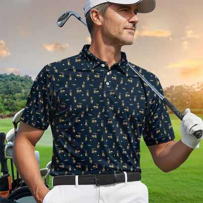 Crazy French Bulldog Golf Polos, Funny Frenchie Golf Shirt For Men, Golf Gift For Golfer