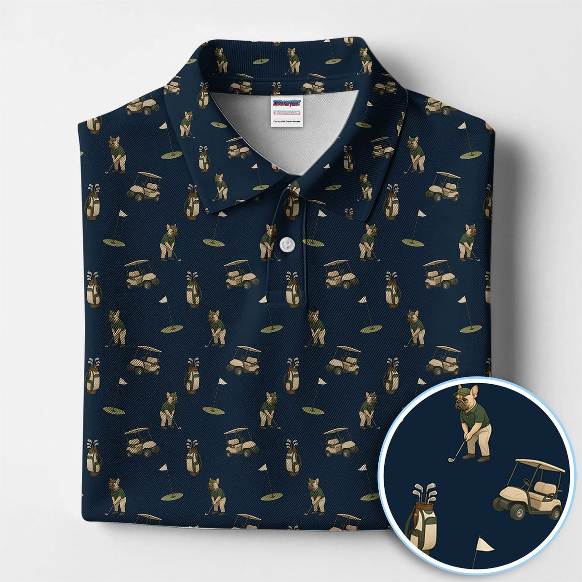 Crazy French Bulldog Golf Polos, Funny Frenchie Golf Shirt For Men, Golf Gift For Golfer