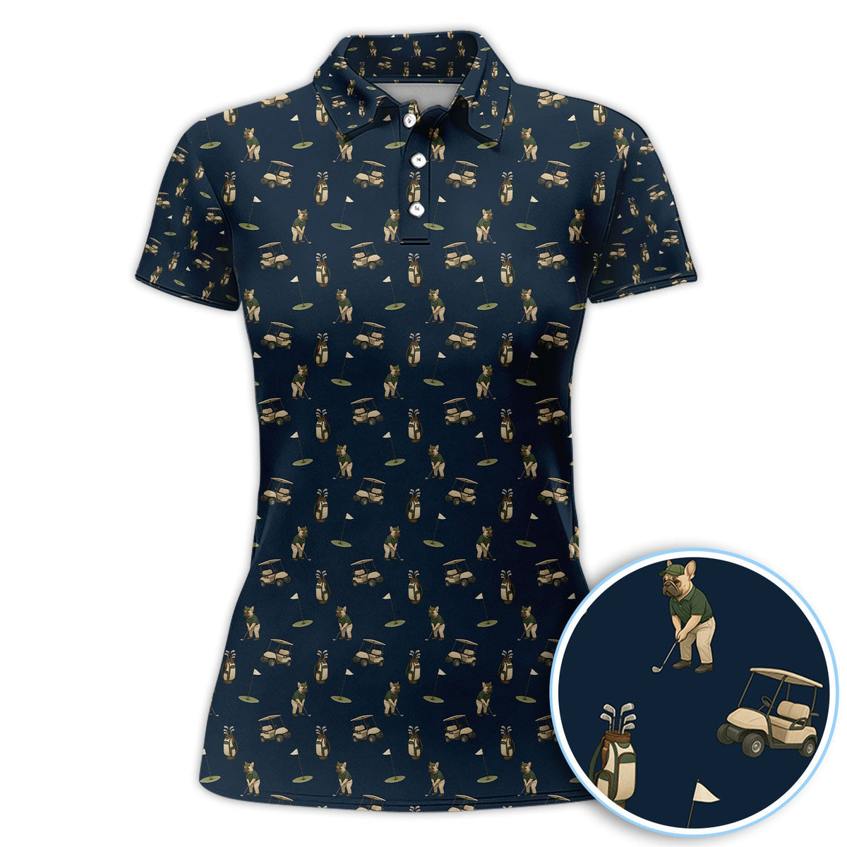Crazy French Bulldog Golf Polos, Funny Frenchie Golf Shirt For Men, Golf Gift For Golfer