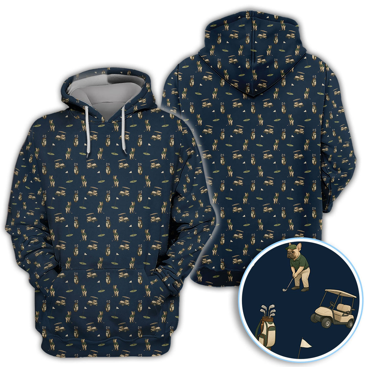 Crazy French Bulldog Golf Polos, Funny Frenchie Golf Shirt For Men, Golf Gift For Golfer