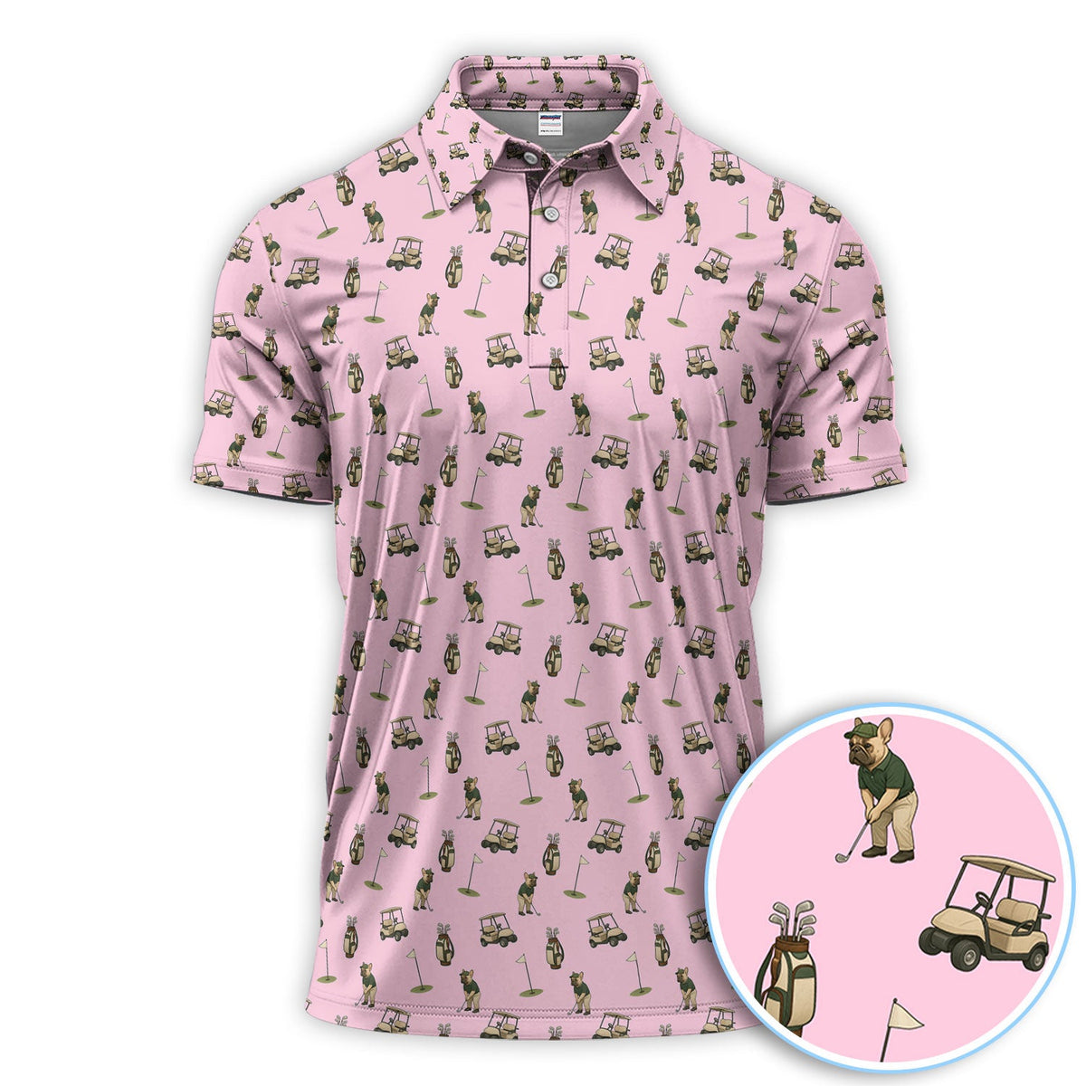 Crazy French Bulldog Golf Polos, Funny Frenchie Golf Shirt For Men, Golf Gift For Golfer