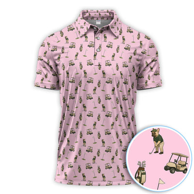 Crazy French Bulldog Golf Polos, Funny Frenchie Golf Shirt For Men, Golf Gift For Golfer