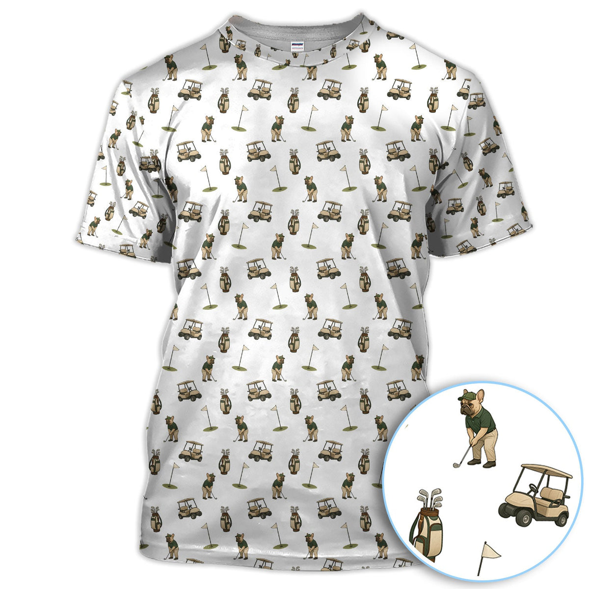 Crazy French Bulldog Golf Polos, Funny Frenchie Golf Shirt For Men, Golf Gift For Golfer