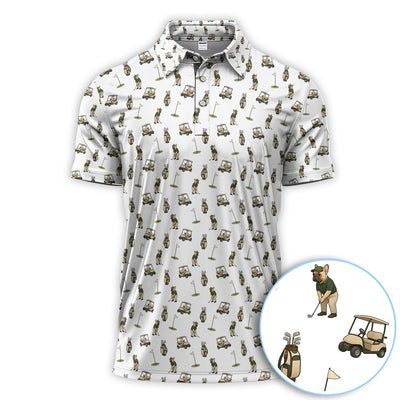 Crazy French Bulldog Golf Polos, Funny Frenchie Golf Shirt For Men, Golf Gift For Golfer