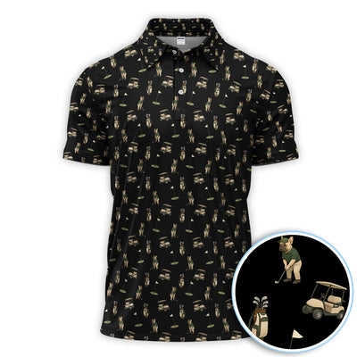 Crazy French Bulldog Golf Polos, Funny Frenchie Golf Shirt For Men, Golf Gift For Golfer