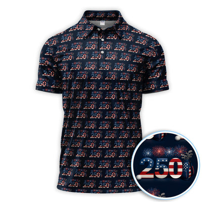 250 USA Birthday Patriotic Golf Polos, Patriotic 250 USA Birthday Golf Shirt For Men, Golf Gift For Golfer
