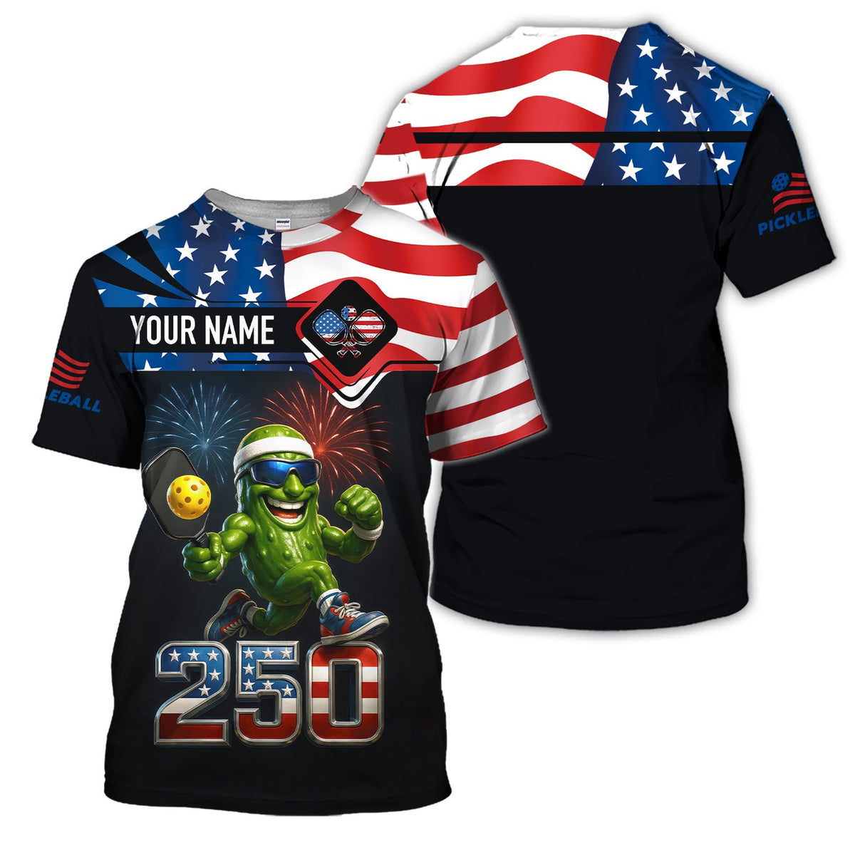 Personalized Pickleball Polos, USA 250th Anniversary Patriotic Shirt For Men, Custom Name Shirts For Pickleball Player