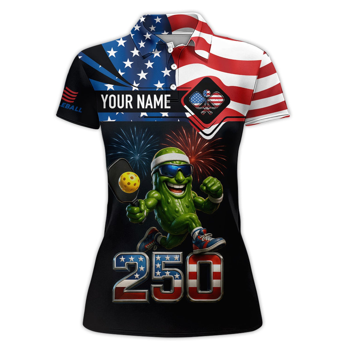 Personalized Pickleball Polos, USA 250th Anniversary Patriotic Shirt For Men, Custom Name Shirts For Pickleball Player