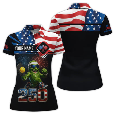Personalized Pickleball Polos, USA 250th Anniversary Patriotic Shirt For Men, Custom Name Shirts For Pickleball Player