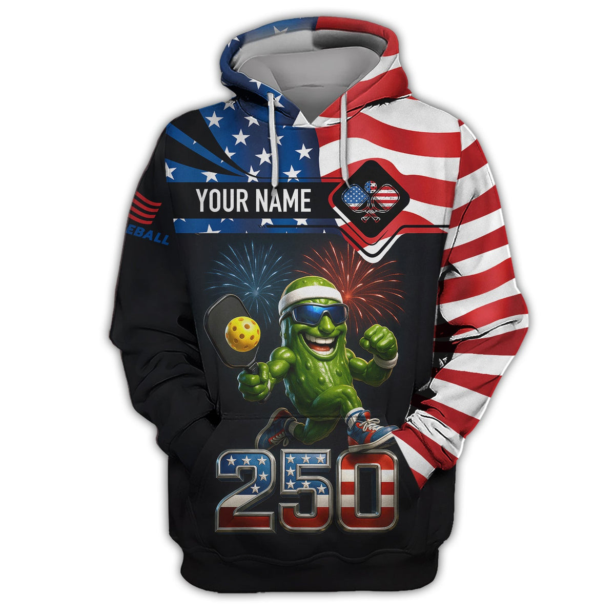Personalized Pickleball Polos, USA 250th Anniversary Patriotic Shirt For Men, Custom Name Shirts For Pickleball Player