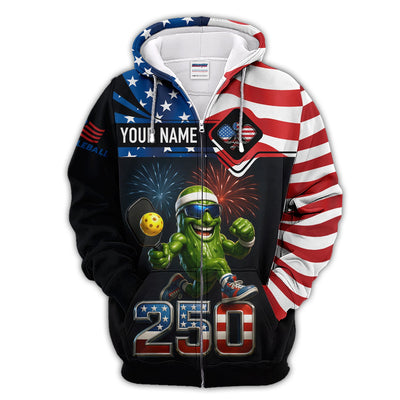 Personalized Pickleball Polos, USA 250th Anniversary Patriotic Shirt For Men, Custom Name Shirts For Pickleball Player