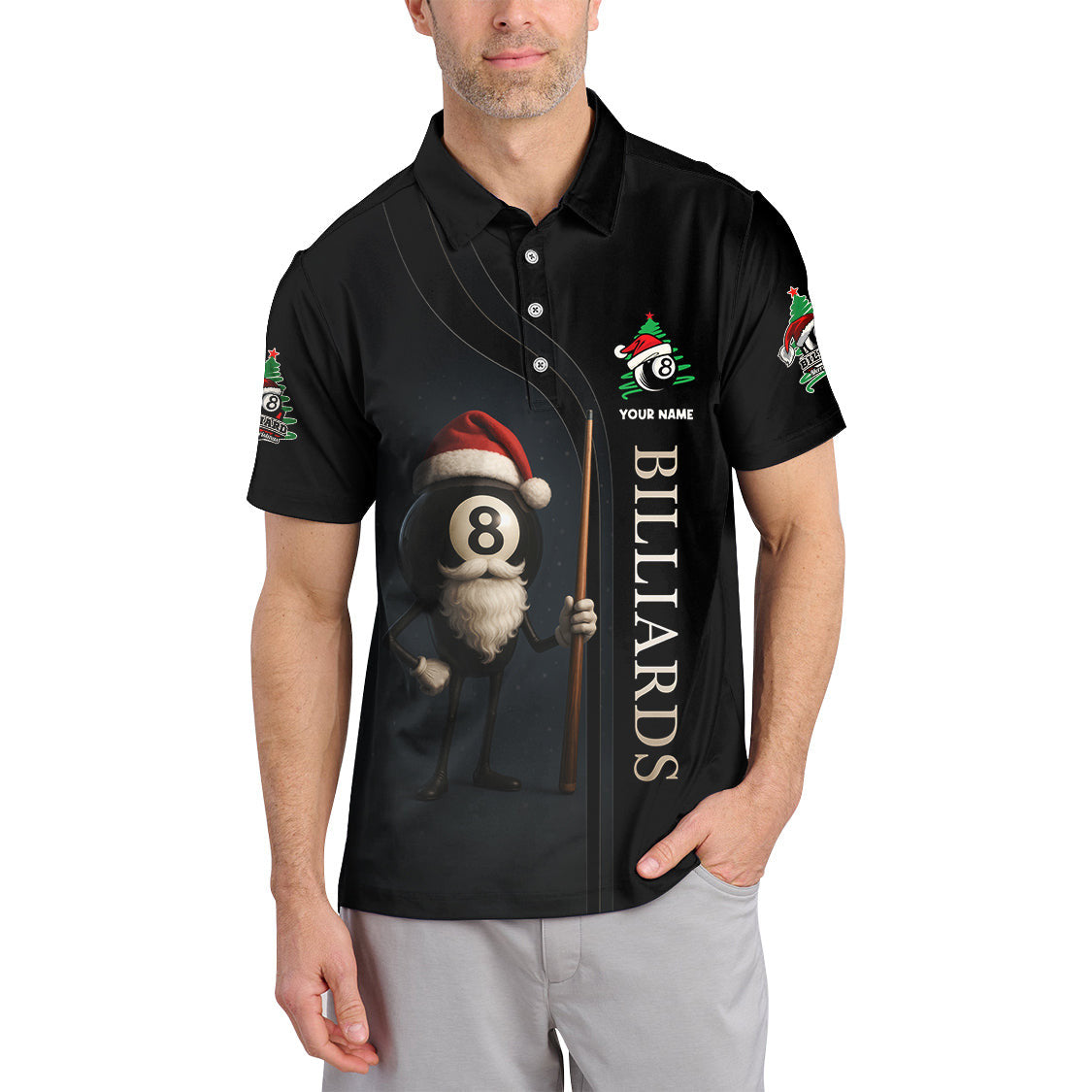 Personalized Billiard Shirt, Billiards Christmas For Pool Players, 8 Ball Shirt For Men With Custom Name