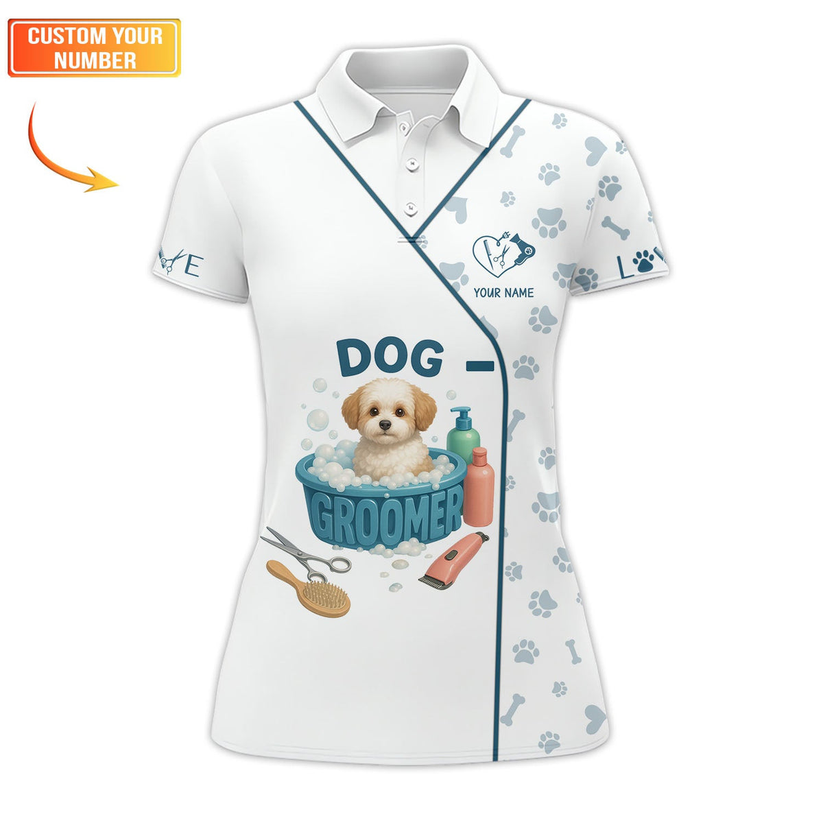 Custom Name Dog Grooming Shirts, Personalized Groomer Uniform, GIft For Dogs Lover