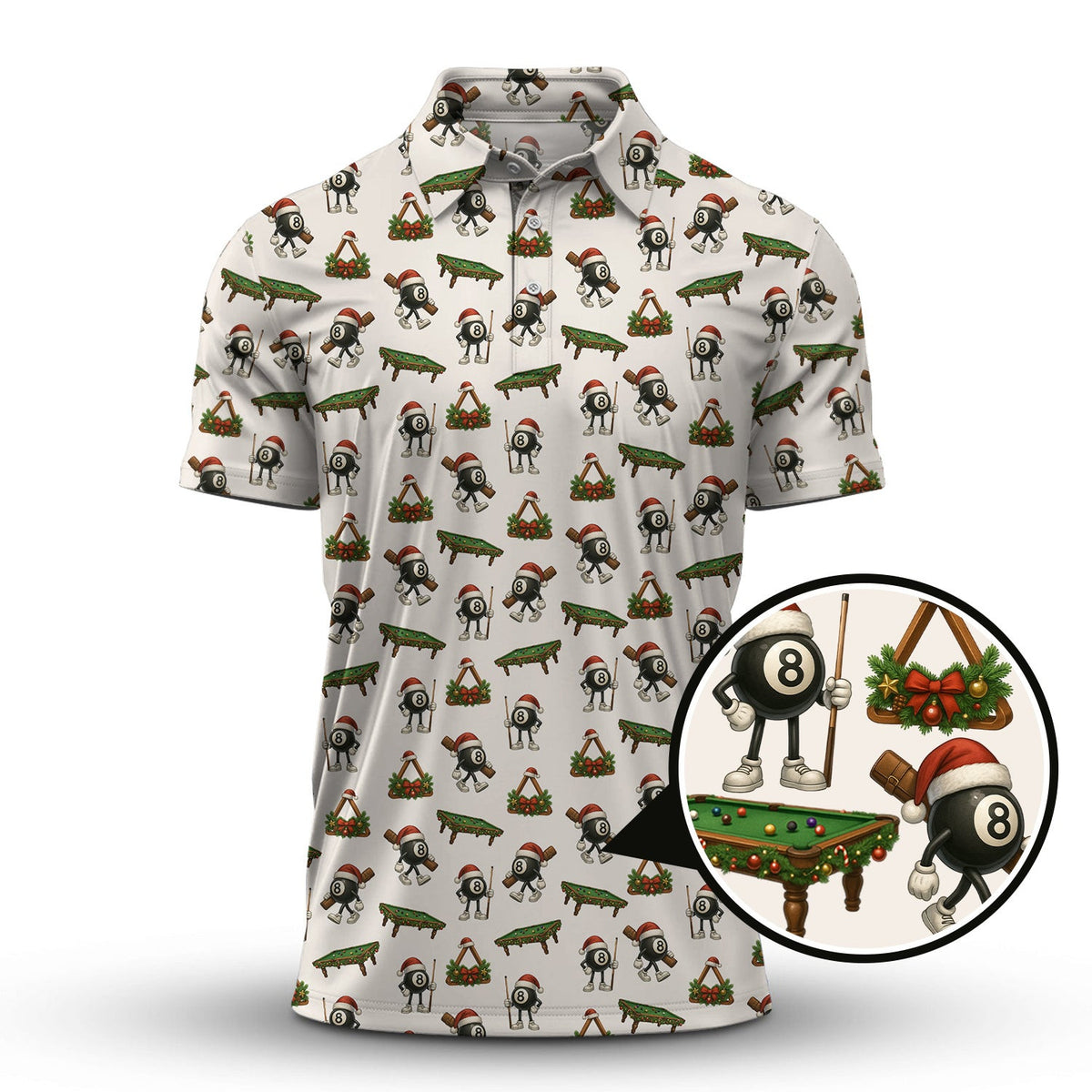 Pattern Billiard Shirt, Billiards Christmas For Billiard Players, Funny Pool Shirt For Men