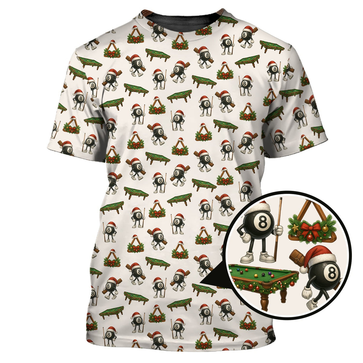 Pattern Billiard Shirt, Billiards Christmas For Billiard Players, Funny Pool Shirt For Men