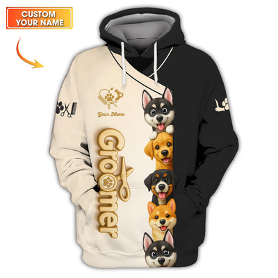 Custom Name Dog Grooming Shirts, Groomer T-Shirt For Pet Lover, Groomer Uniform FOr Dogs Lover