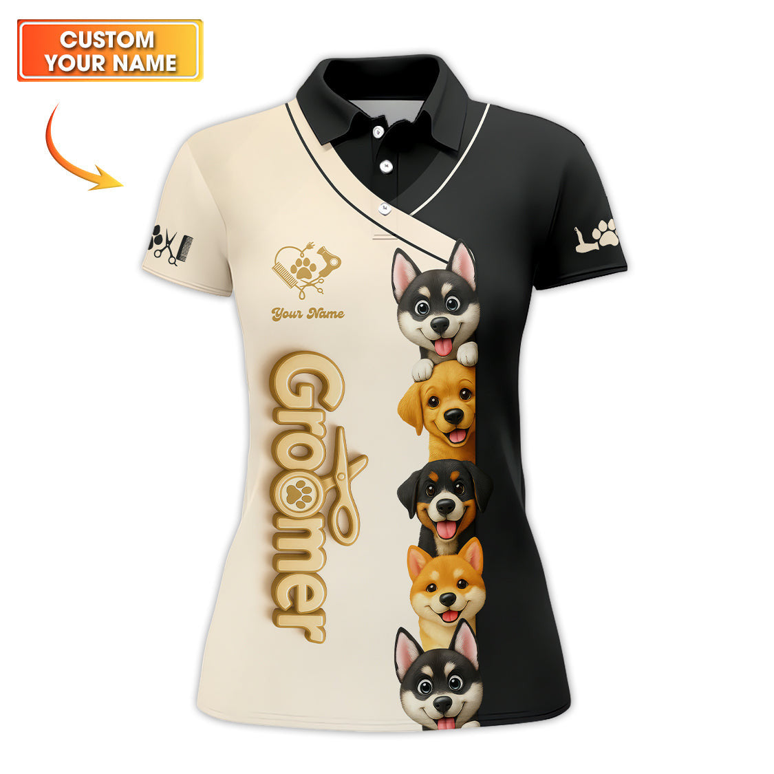 Custom Name Dog Grooming Shirts, Groomer T-Shirt For Pet Lover, Groomer Uniform FOr Dogs Lover