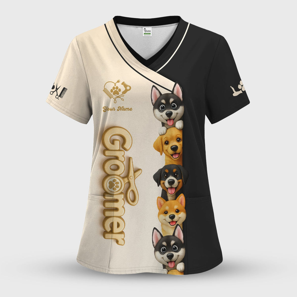Custom Name Dog Grooming Shirts, Groomer T-Shirt For Pet Lover, Groomer Uniform FOr Dogs Lover