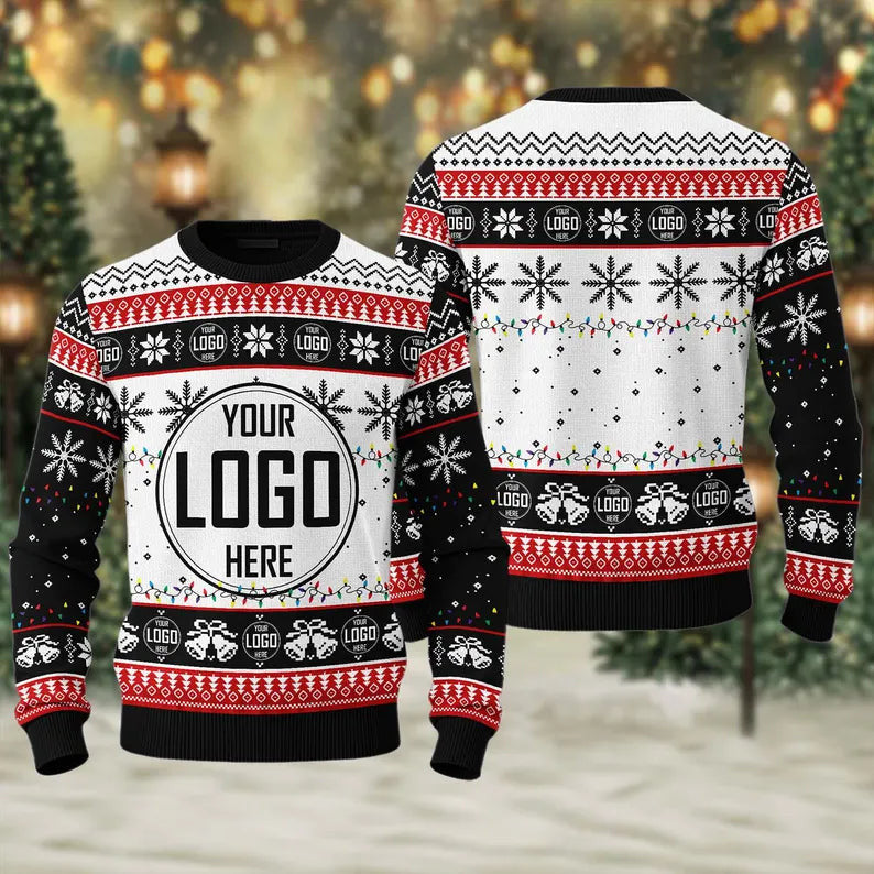 Personalized Company Logo Xmas Sweatshirt, Custom Photo Christmas Sweatshirt, Company Christmas Ugly Sweater