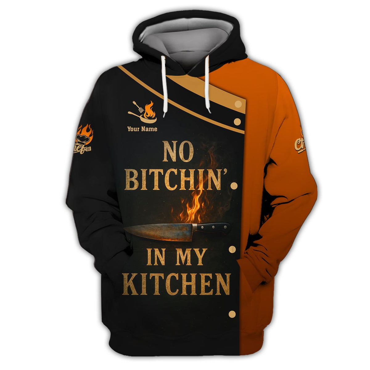No Bitchin In My Kitchen Shirt With Custom Name, Chef Uniform, Chef Shirt For Cooking Lover