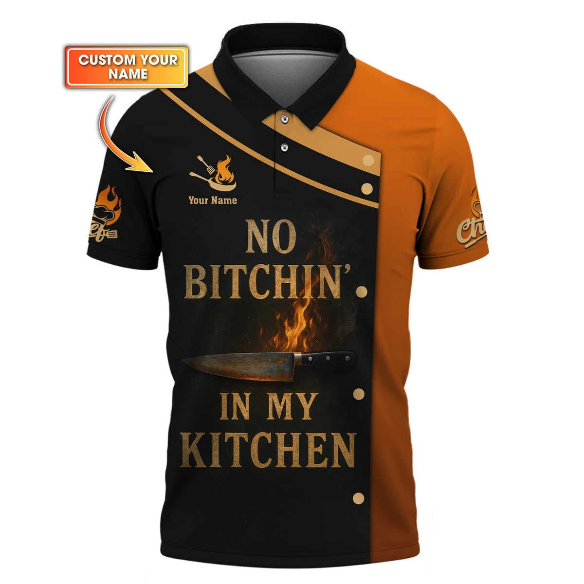 No Bitchin In My Kitchen Shirt With Custom Name, Chef Uniform, Chef Shirt For Cooking Lover