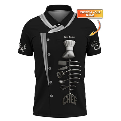 Custom Name Chef Uniform , Personalized Chef Shirt With Kitchen Tools , Gift For Cooking Lover