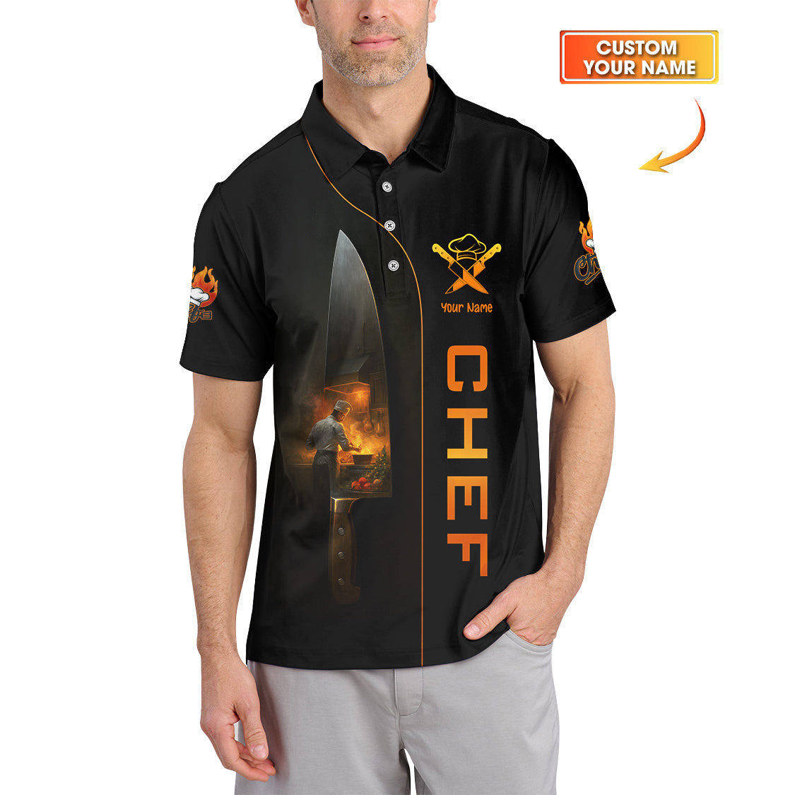 Personalized Chef Shirt, Chef Uniform With Knife, Cook Shirts For Cooking Lover