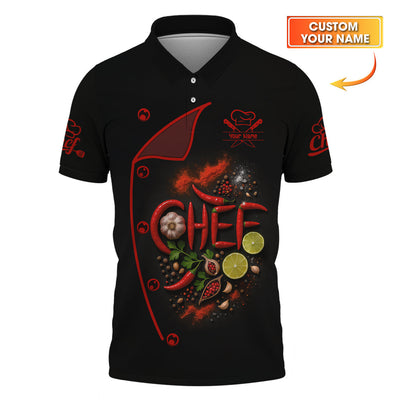 Personalized Chef Shirt With Cooking Spices, Chef Uniform With Custom Name, Gift For Cooking Lover