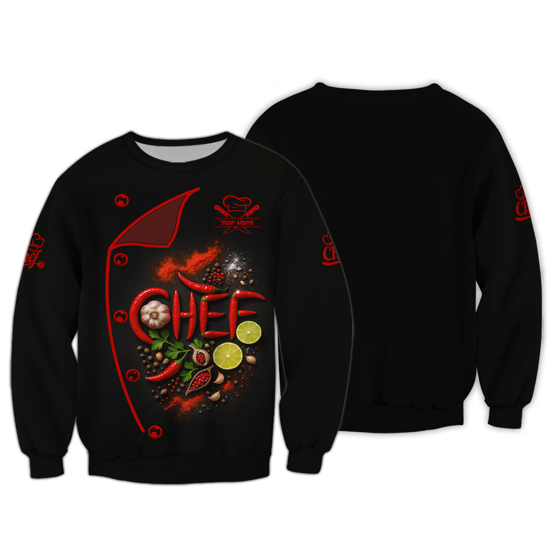 Personalized Chef Shirt With Cooking Spices, Chef Uniform With Custom Name, Gift For Cooking Lover