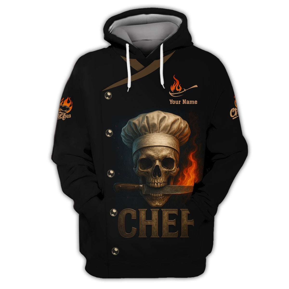 Personalized Skull Chef Shirt, Custom Name Chef Uniform, Chefs Shirt For Cooking Lover