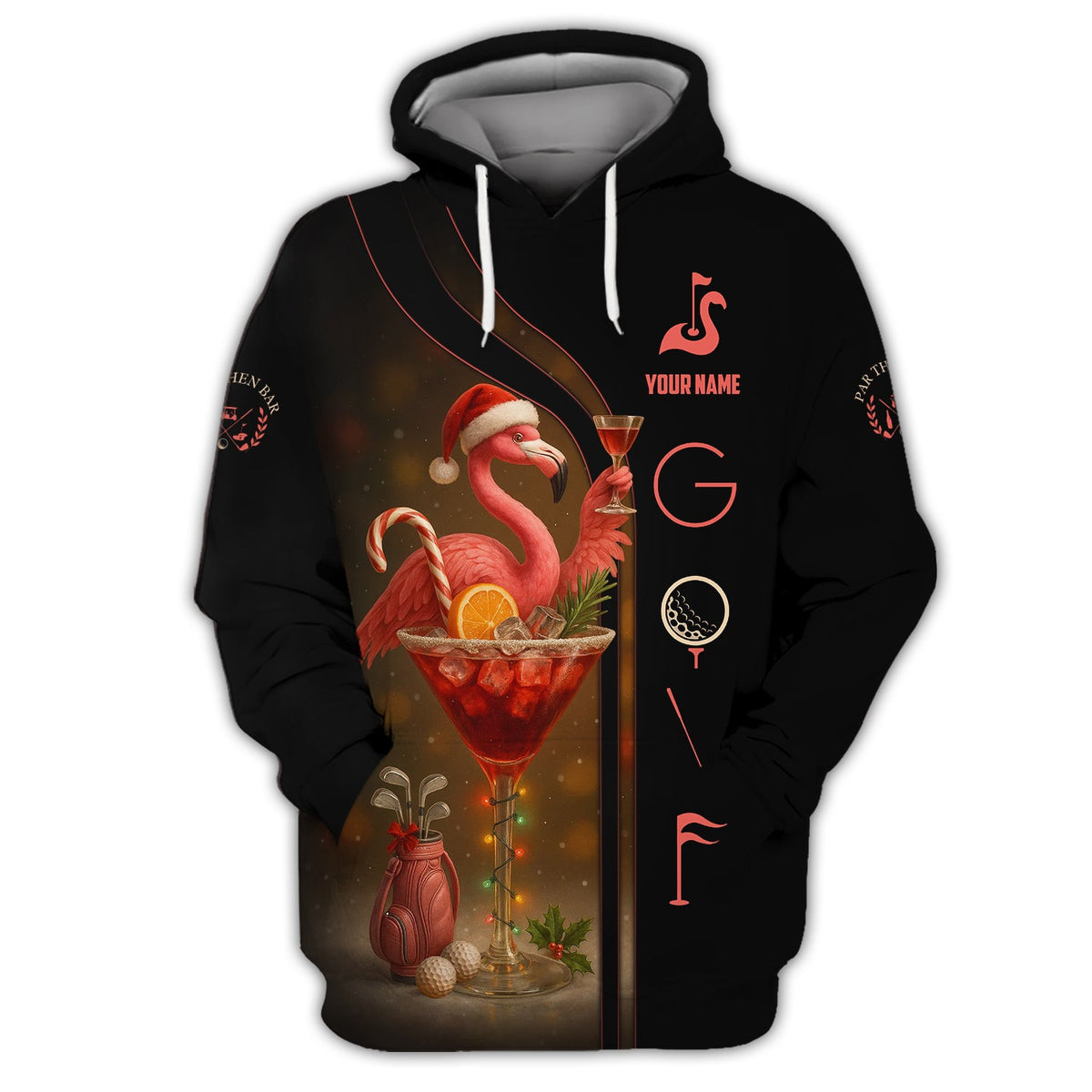 Personalized Flamingo Golf Shirt, Christmas Golf Shirt With Custom Name, Golf Gift For Golfer