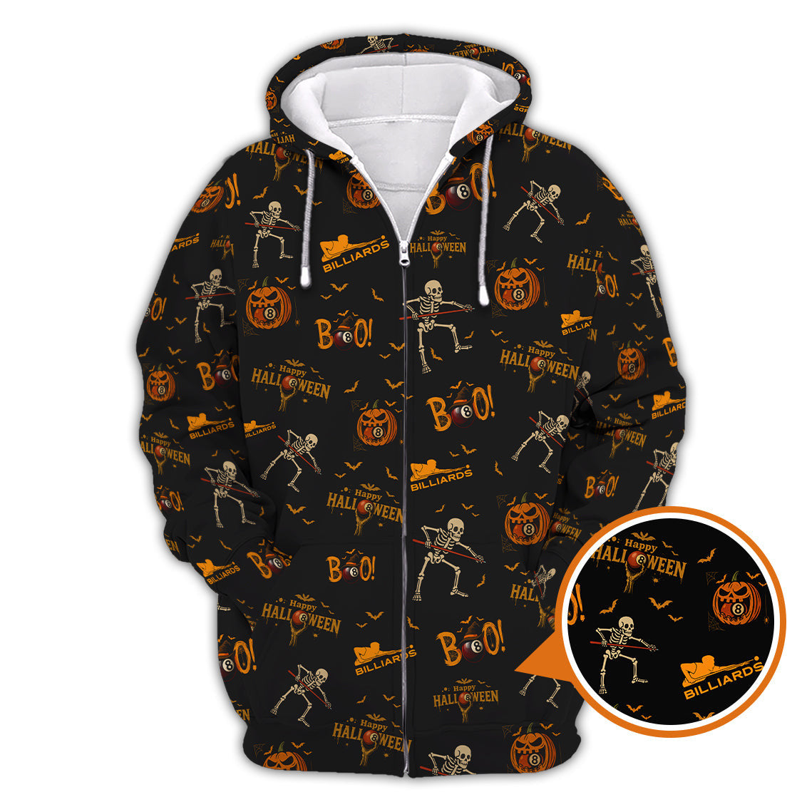 Halloween Skeleton Billiards Shirt, Funny Billiard Shirts For Pool Lovers, Pattern Billiard Jersey, Gift For Billiards Players