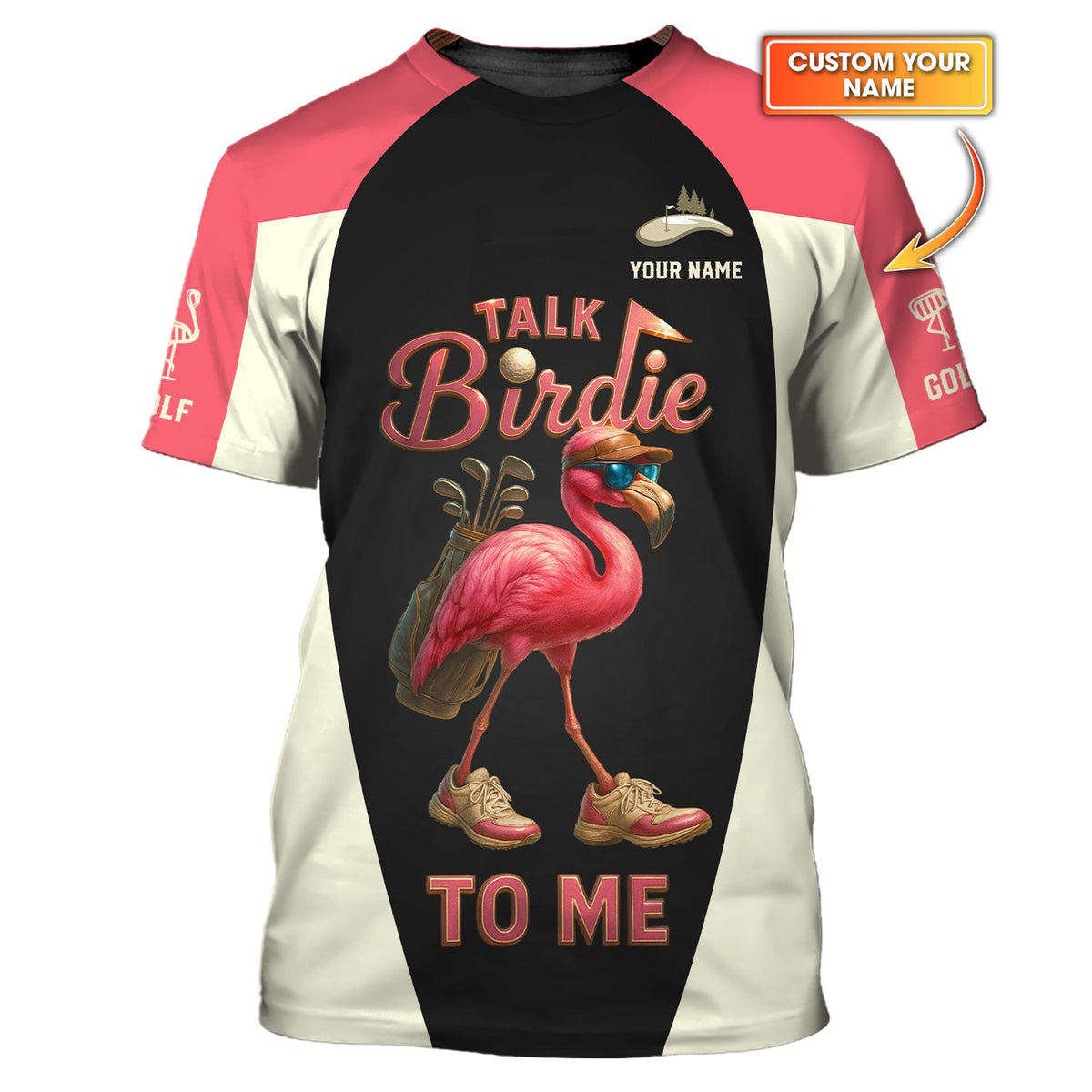 Talk Birdie To Me Flamingo Golf Shirts, Funny Custom Golf Polo, Golf Gift For Women's