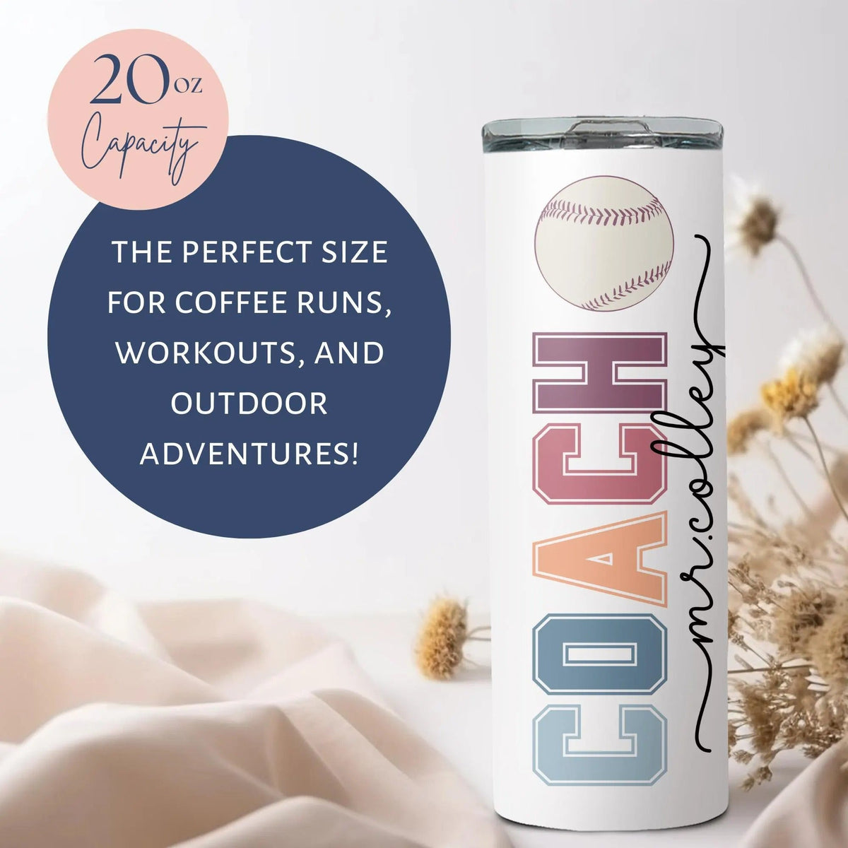 Personalized Coach Tumbler With Name, Custom Coach Gift, Coach Skinny Tumbler, Sports Coach Thank You Gift