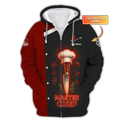 Personalized Chef Uniform, Knife Chef 3D Shirt, Chef Shirt For Cooking Lovers