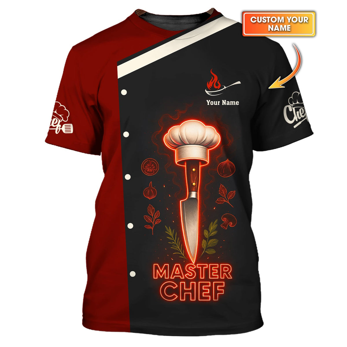 Personalized Chef Uniform, Knife Chef 3D Shirt, Chef Shirt For Cooking Lovers