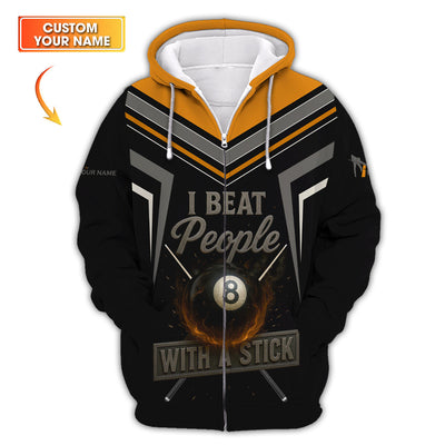 I Beat People With A Stick Billiards Shirt, Funny Custom Pool Player Jersey, 8 Ball Billiards Shirts Gift for Men